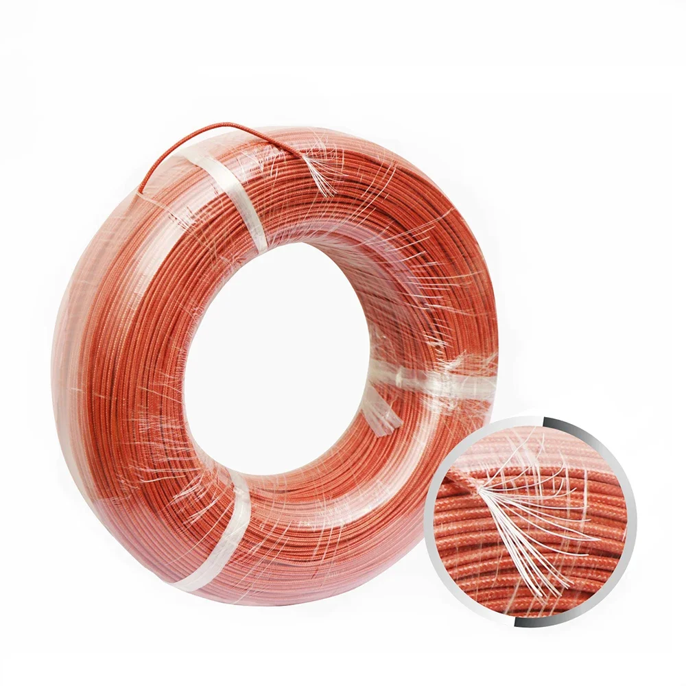 22awg Silicone Braided Wire High Temperature Wire Glass Fiber Silicon Rubber Flame Retardant Tinned Soft 200 degree Copper Wire