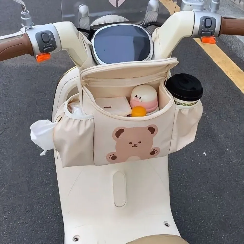 

Large Capacity Bicycle Handlebar Bag PU Leather Detachable Riding Front Handle Hanging Bag Waterproof Quick Release