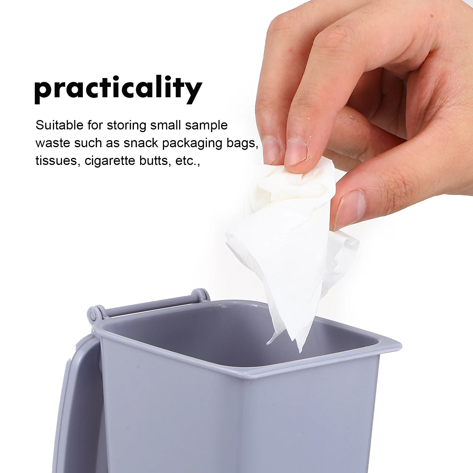 

Mini Trash Can Desk Bin with Lid Small Desktop Bins for Office Home Bedroom Study Room Plastic Reusable Practical Safe Long