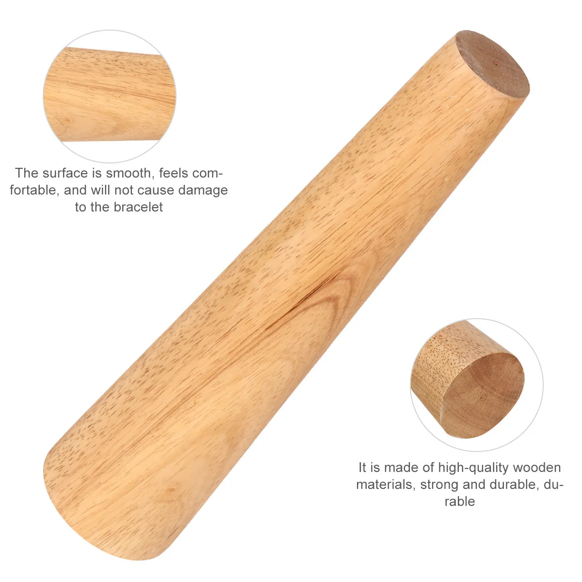 Wood Bangle Mandrel Round Trapezoidal Design Smooth Surface Jewelry Forming Tool for Bracelet Resizing Repair DIY Crafting