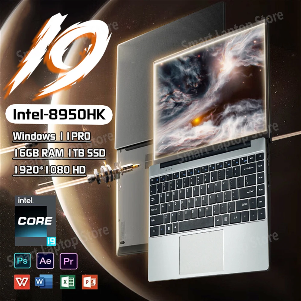 

14,1-дюймовый портативный компьютер с Windows 11 Pro, Intel Core i9 8950hk HD-экран, 16 ГБ ОЗУ, 1 ТБ, 2 ТБ SSD, игровые ноутбуки, ПК, геймер