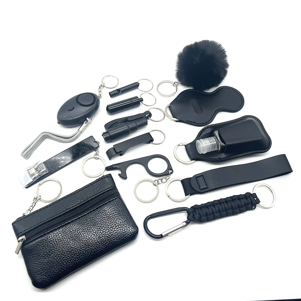 14pcs Self Defense Keychain Set Men's and Women's Multi functional Keychain Accessories for emergency preparedness