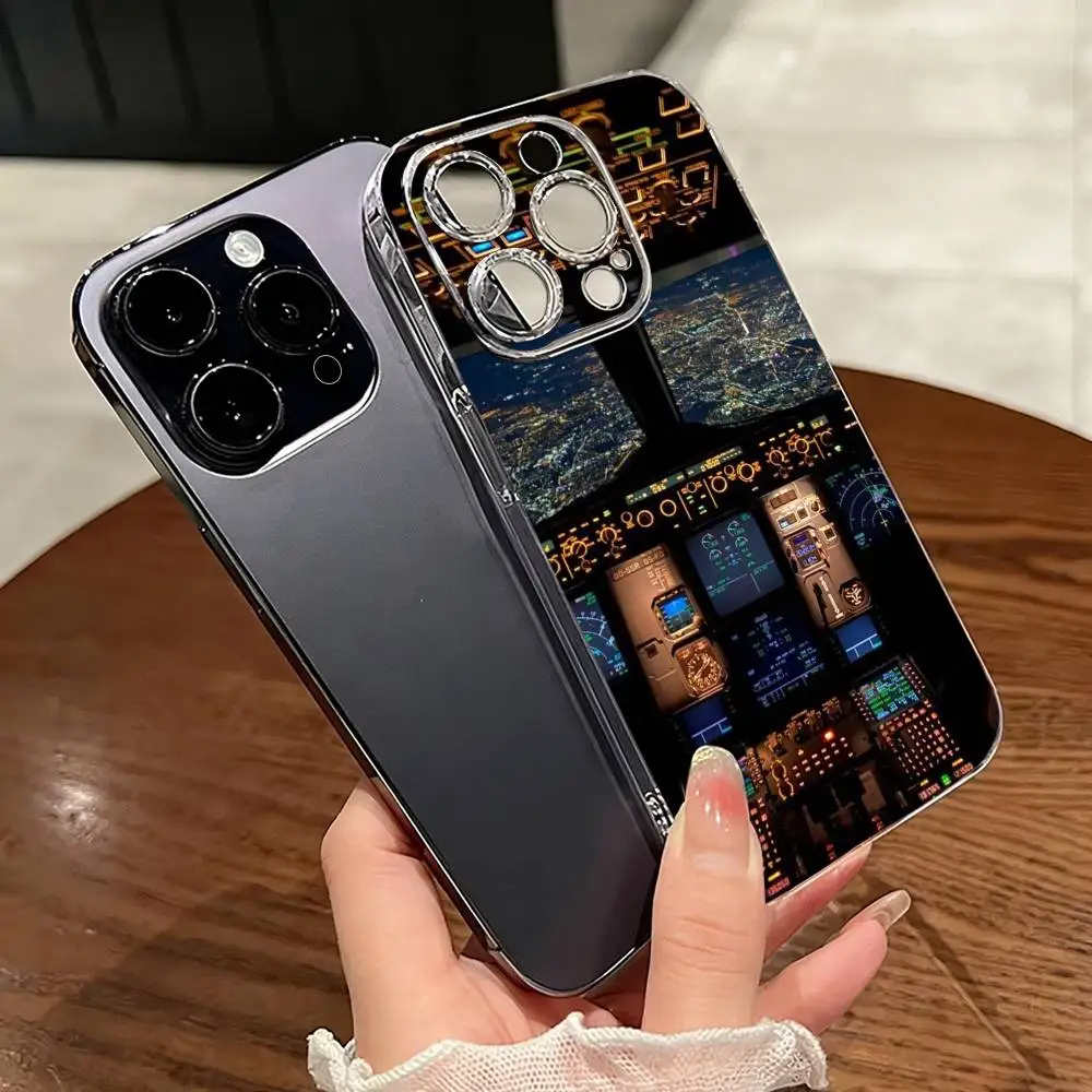 

Aeroplane Pilot Cockpit-s Phone Case Transparent Silicone Soft For iPhone 17 16 15 14 13 12 11 Mini Pro Max Plus