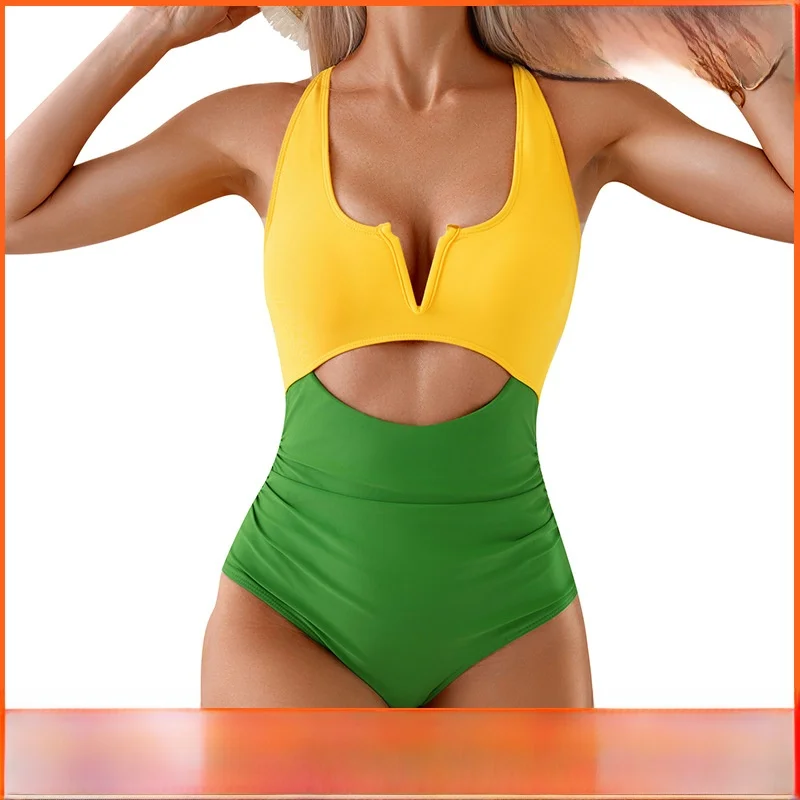 

2024 New One-Piece Swimsuit Color Blo Women's Swimwear Multiple Colors Available Surfing Swimwear Fixed Chest Pad No Sve