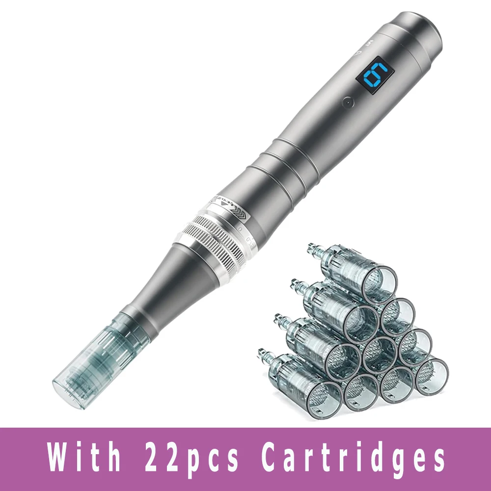 stylo-a-micro-aiguilles-sans-fil-derma-pen-m8-avec-22-cartouches-d'aiguilles-remplacables-kit-de-soins-de-la-peau-traitement-mts-appareil-de-beaute