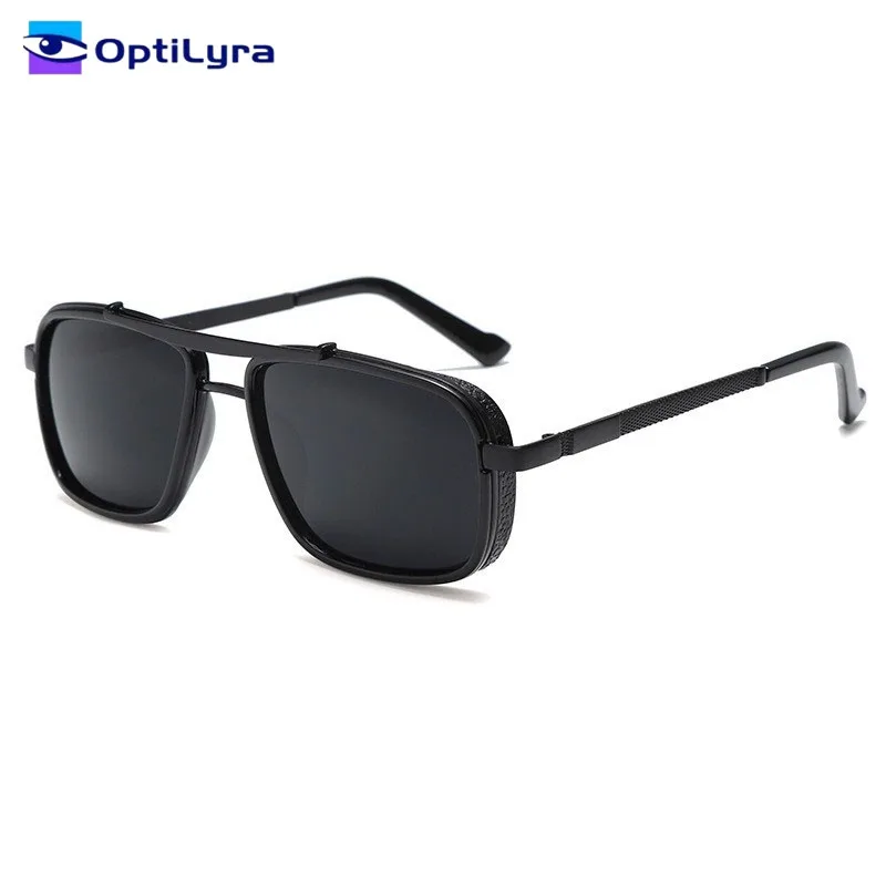 

OptiLyra Brand Luxury Rectangular Men's Sunglasses Retro Metal Steampunk Sunglasses Classic Outdoor Driving Glasses