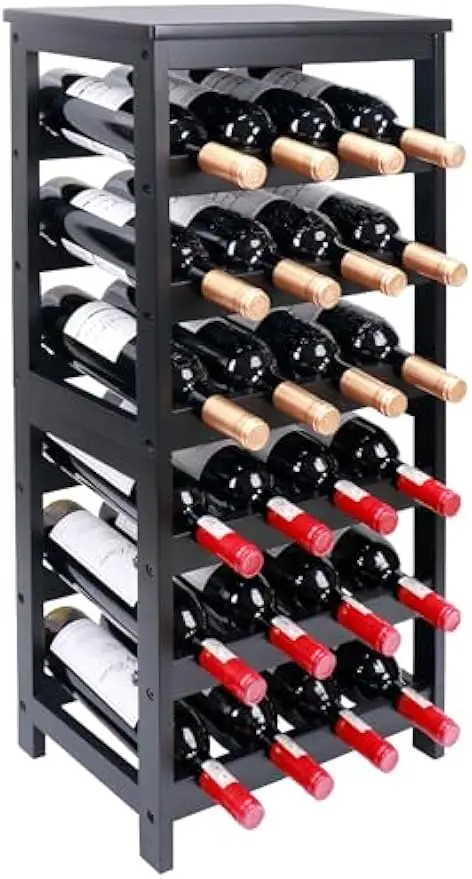 

6-Tier Bamboo Wine Rack, Holds 24 Bottles with Tilted Storage for Freshness, Easy Assembly