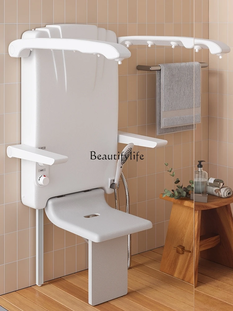 Multifunctional Wall-Mounted Bath Device Folding Shower Screen Shower Armrest