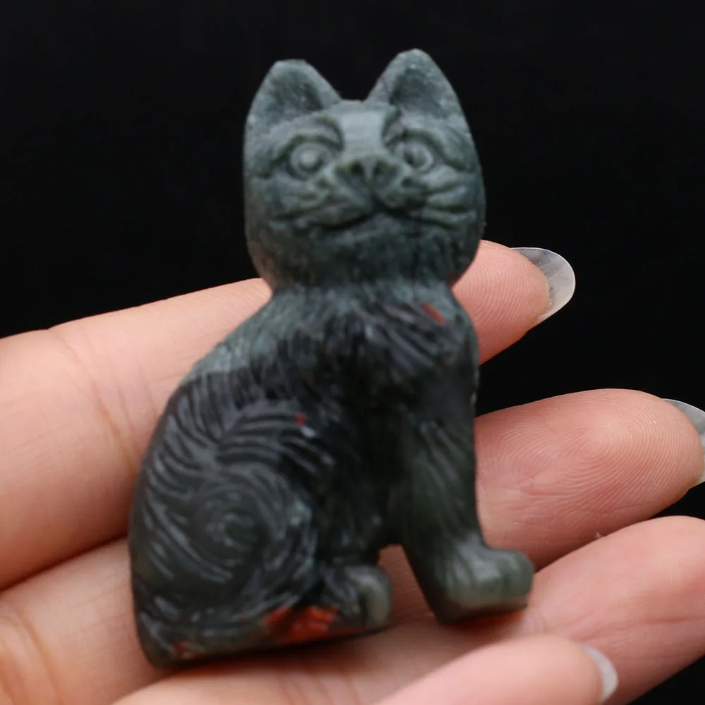 1PCS Wholesale Natural Jade Agate Rose Quartz Cat Shape Ornament Healing Energy Ore Mineral Craft Home Decor Gift 33x53mm