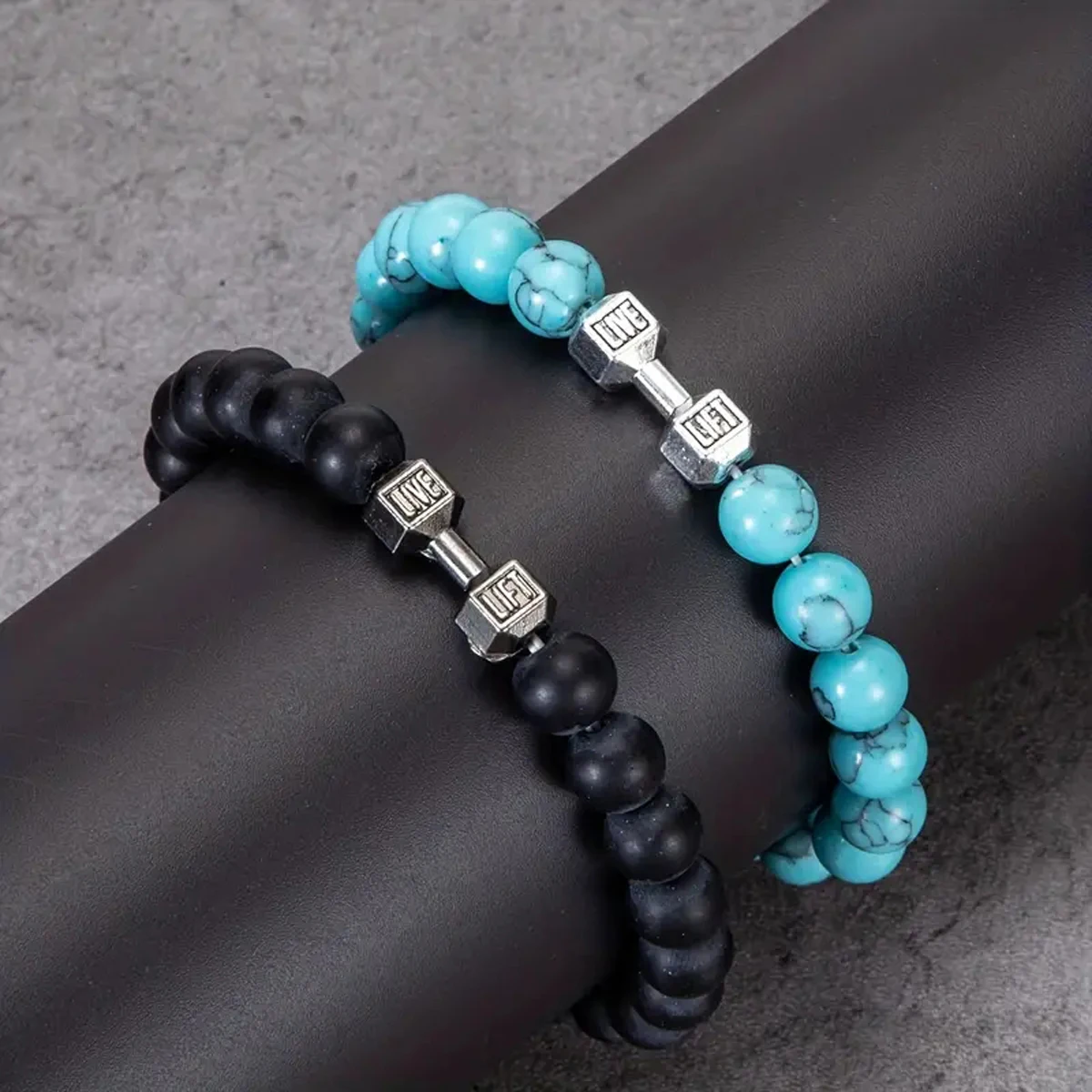 أساور دمبلز معدنية للرجال ، 4 أنماط ، الموضة ، 2 لكل مجموعة #4