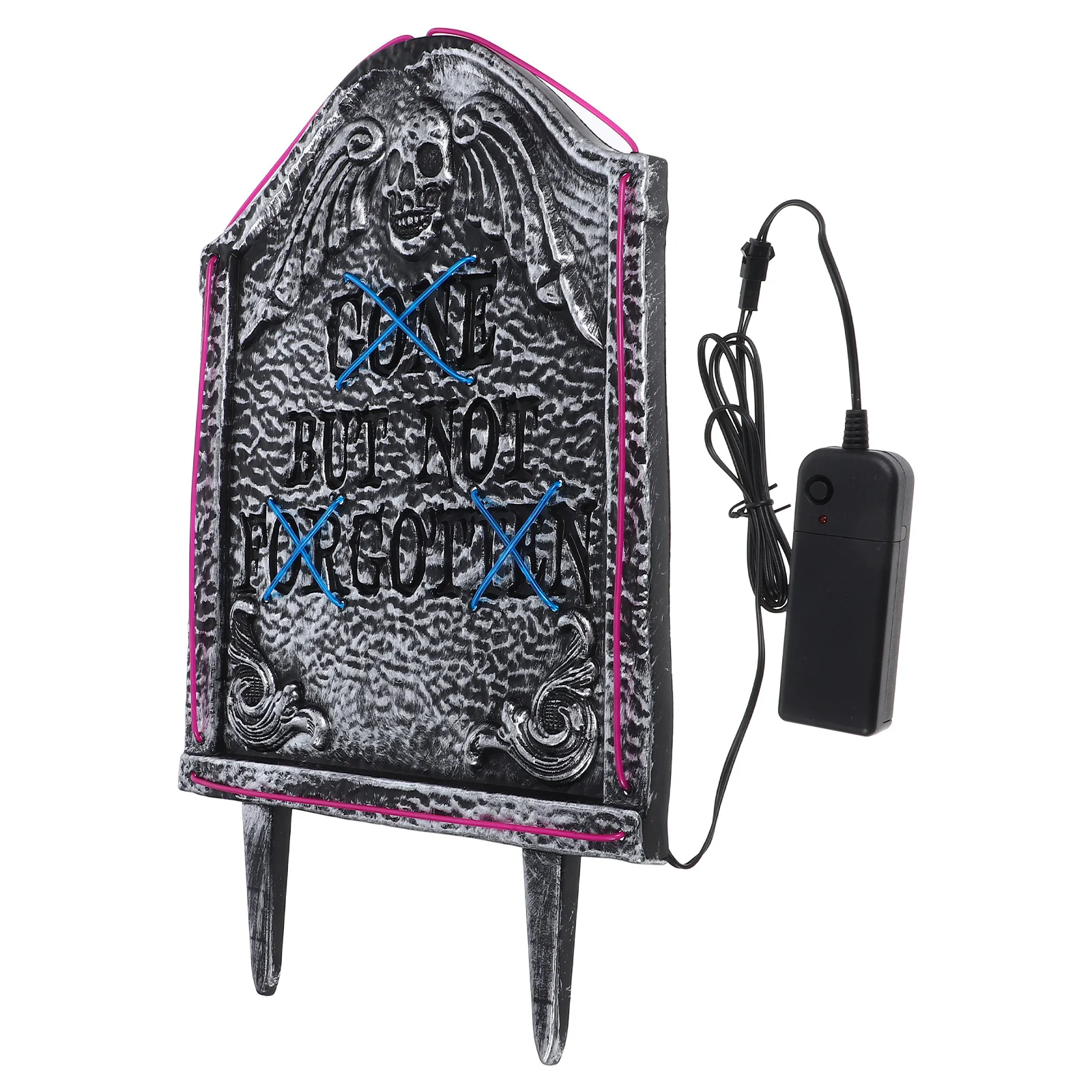 

Halloween Dual-Color LED Tombstone 15 Purple Light Graveyard Sign Yard Lawn Decor Outdoor Party Decoration No