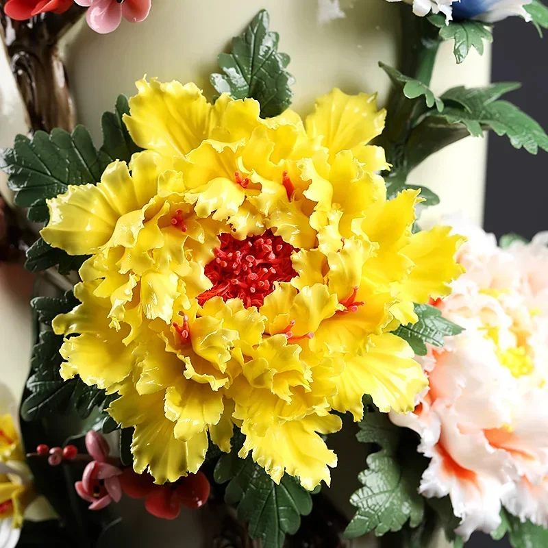 Chinese handmade ceramic flower vase ornament living room flower arrangement bogu frame porcelain decoration handicrafts