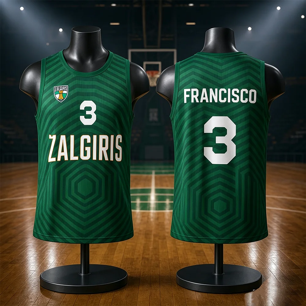 Lithuania Unisex Žalgiris Kaunas Basketball Jersey Vest Quick-Drying Sports Training Top for Children Special Match Day Gear