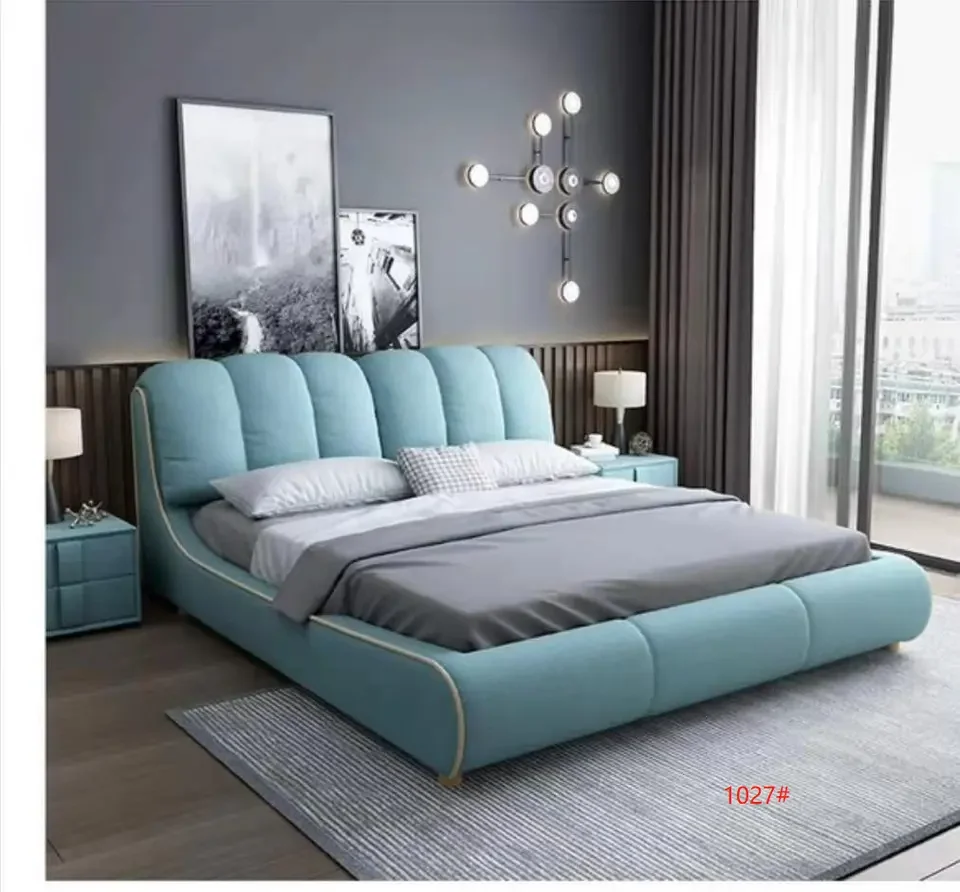 MS-KEHUI Leather Smart Luxury Bed Modern Wooden Solid Wood Queen with Storage Double Bed Mattress Frame king Size Bedding Set&