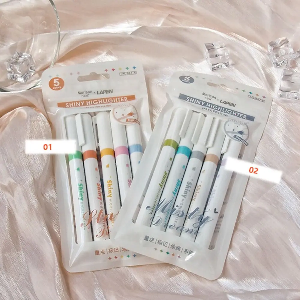

5PCS Creative High Gloss Glitter Highlighters Plastic Colorful Shiny Fluorescent Pen Marking Pen Students Gift