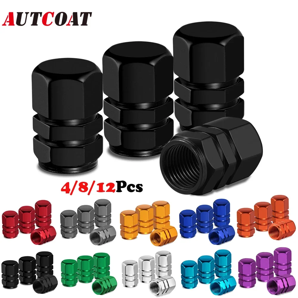 4/8/12Pcs Aluminum Alloy Car Wheel Tire Valve Caps Tyre Rim Stem Covers Airdust Waterproof For Cars Motorcycles Trucks Bikes