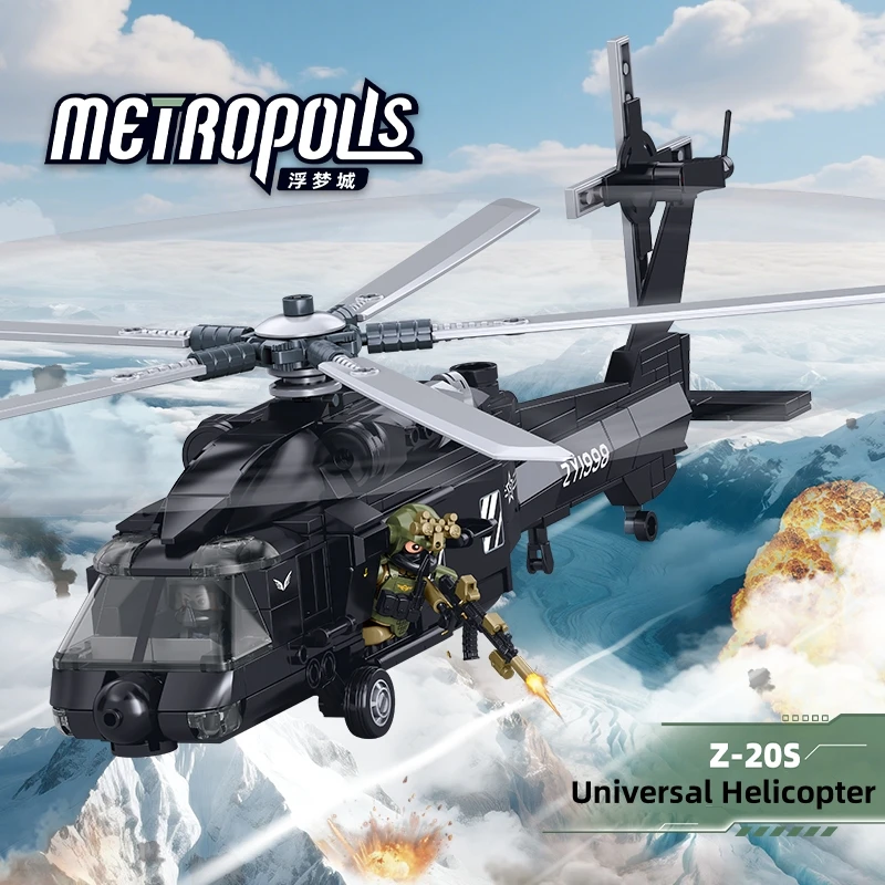 

Sluban 382PCS Military Z-20 Tactical General Purpose Helicopter Model Building Blocks Sets Educational Toys for Children