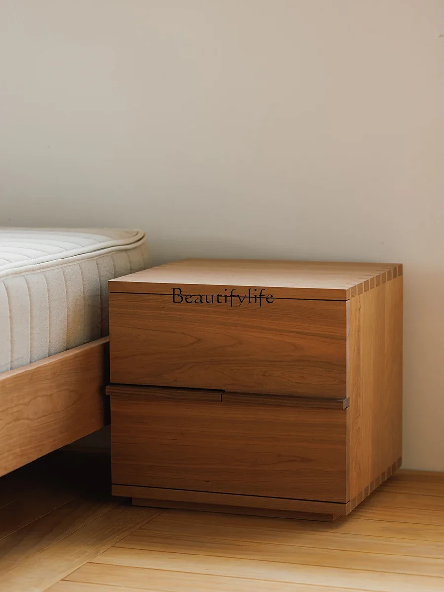 

FG10Solid Wood Bedside Table Japanese Drawer Log Storage Cabinet
