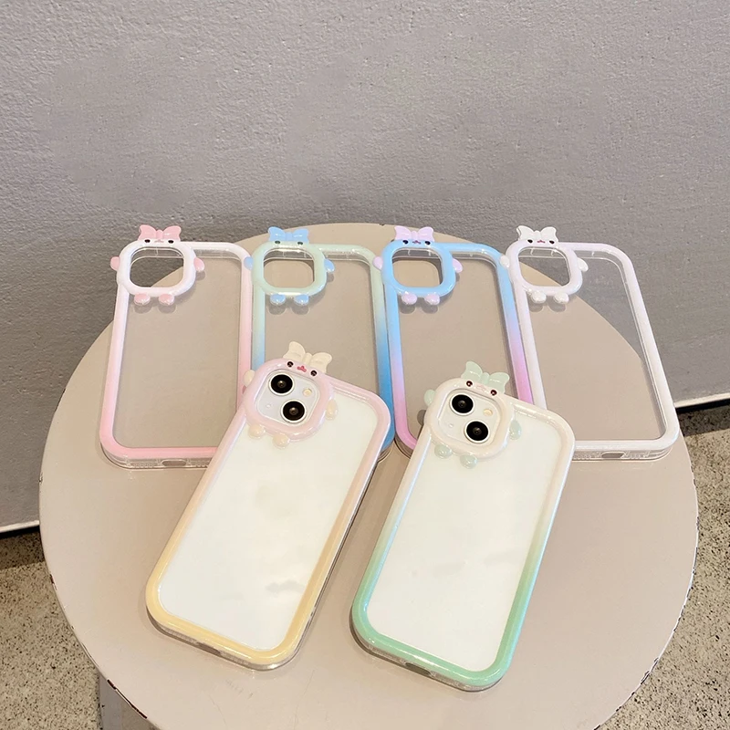 

Cartoon Cute Gradient Little Monster Phone Case For Apple iPhone 15 14 13 12 11 XS X Plus Pro Max New Back Cover Soft TPU Funda