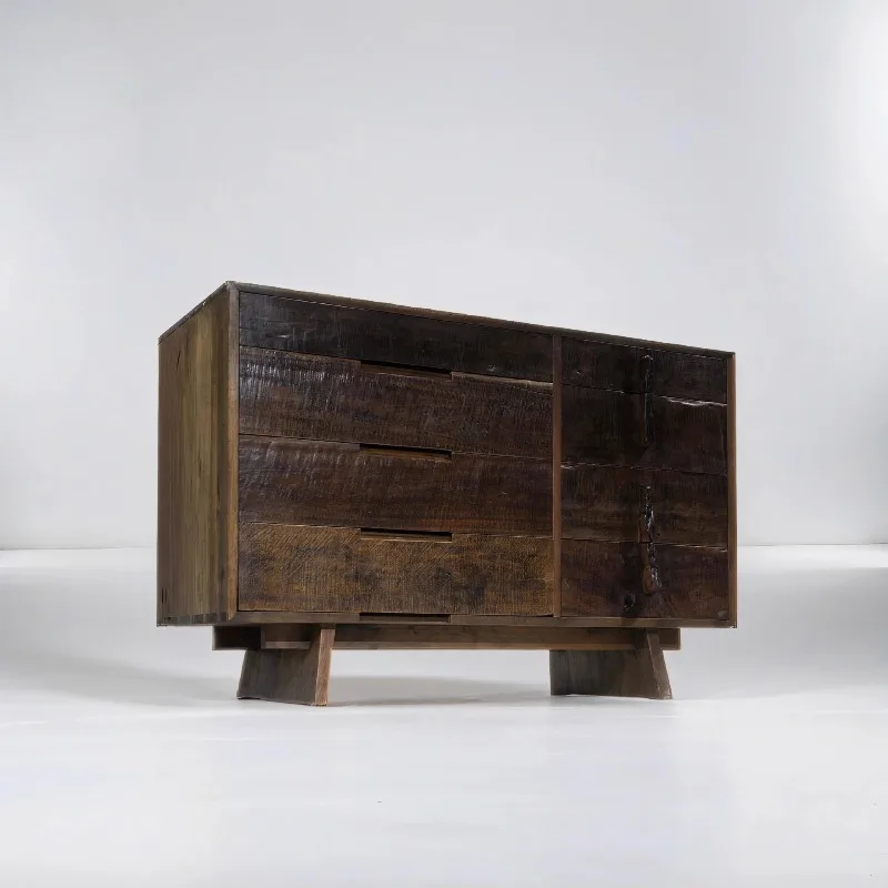Bucket cabinet wabi sandy wind solid wood storage cabinet original design coffee counter cabinet household simple storage