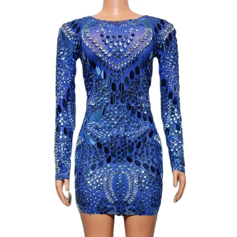 Robe de Soirée Sexy avec Strass Bl192.pour Femme, Tenue de Bar, Discothèque, Dj, Ds, Costume de Danseuse, Tricot, Scène, Festival, Nouvelle Collection