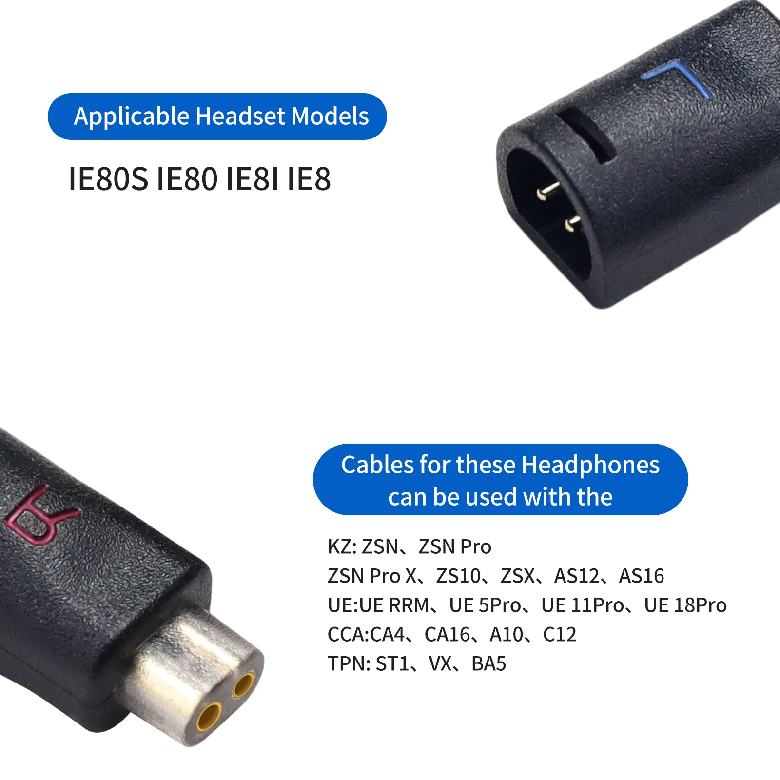 محول سماعة SENNHEISER ، ذكر إلى QDC ، 2 دبوس أنثى ، موصل سماعات أذن لـ senheiser i80s ، IE80 ، IE8I ، IE8 محول