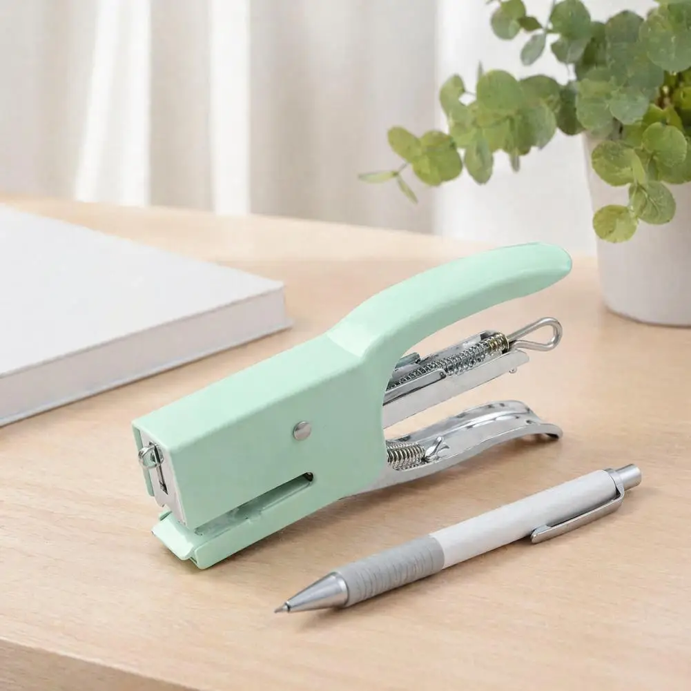 Handheld Paper Binder Mini Handheld Stapler with Ergonomic Curved Design Compact Metal Desktop Stapler Macaron for Office