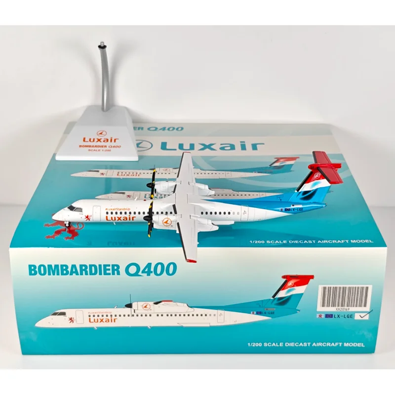 JC أجنحة دييكاست 1/200 مقياس لوكسمبورغ الخطوط الجوية Dash8-Q400 LX-LGE سبيكة نموذج طائرة تحصيل لعبة حلية الزخرفية