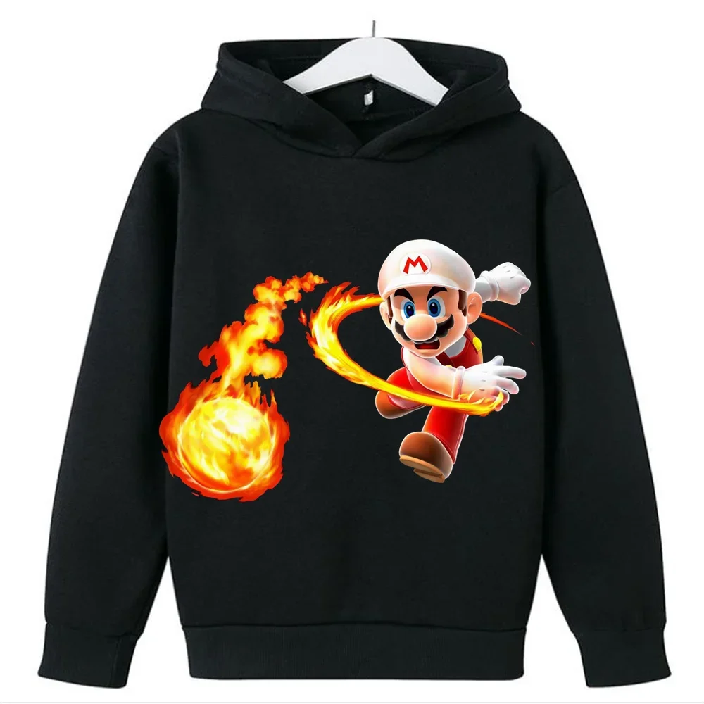 

Fun Super Mario Throwing Fireball Printed Boys Girls Warm Hoodie Fall and Winter Casual Comfortable Soft Kids Hooded Sweatshirt
