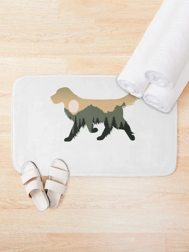 golden retriever dog forest mountain sunset gift Bath Mat Carpet For Bath Entrance Doormat Sets Of Bathroom Accessories Mat