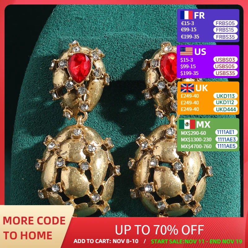 

Винтажные красные стеклянные серьги-капли, антикварные змеиные узоры золотого цвета, роскошные ювелирные изделия, брендовые женские очаровательные аксессуары, новые тенденции 2025