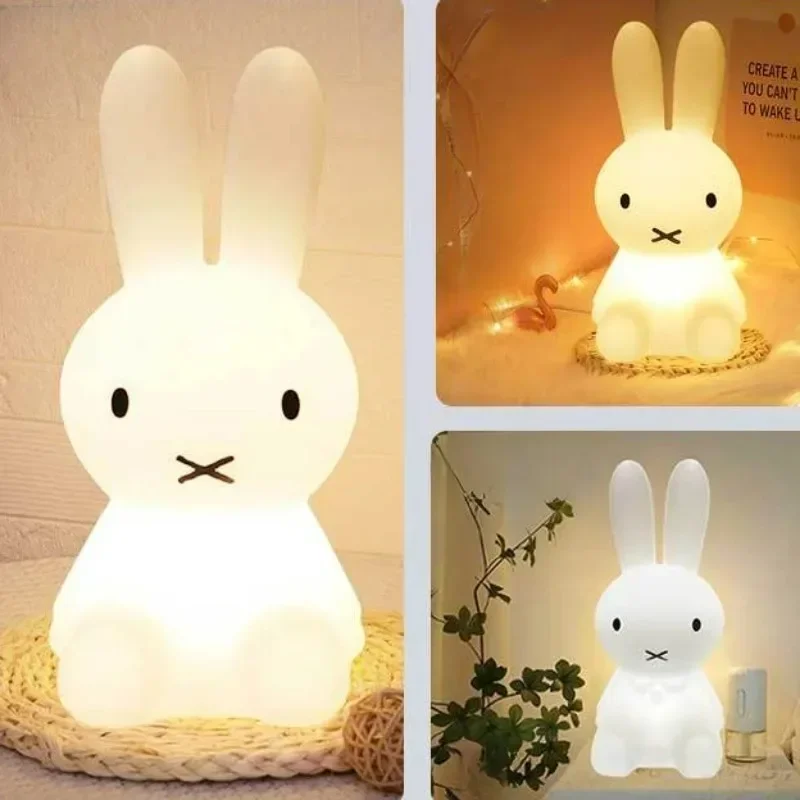 Cute 3D Night Light Kawaii Anime Cartoon Bunny Eye Protection Rechargeable Desk Lamp Bedroom Children Bedside Lamp Camp Lamp