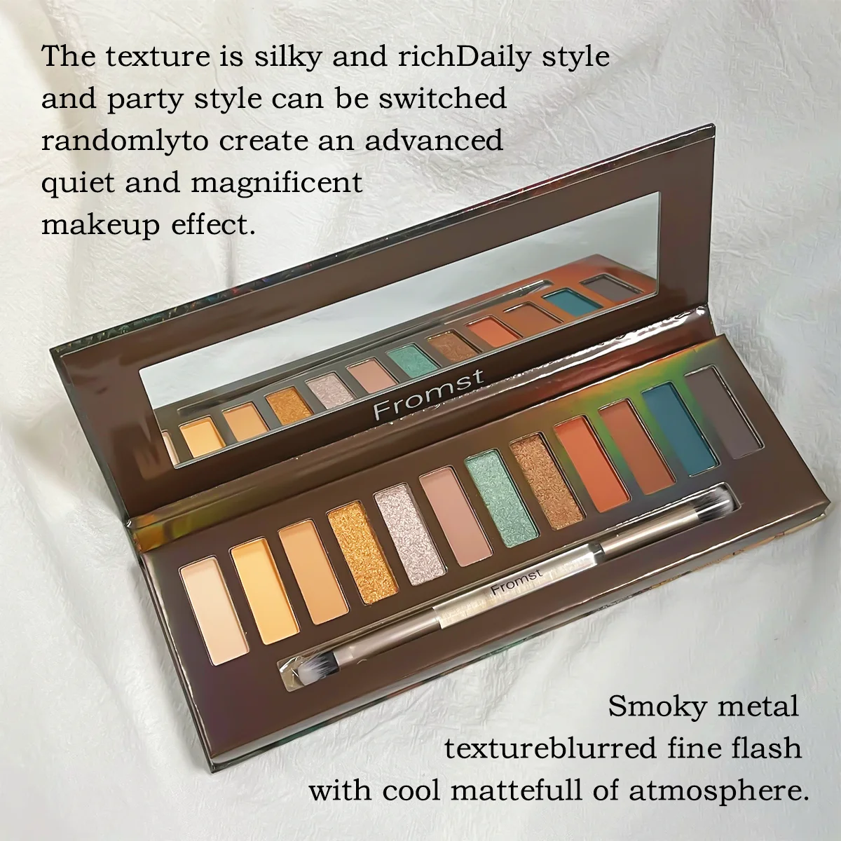 【12 kleuren oogschaduwpalet】 Elegant en luxueus - Starlight Aurora 2.0-editie |   Ingebouwde spiegel |   Pearl Shimmer, Stage-Ready Lo