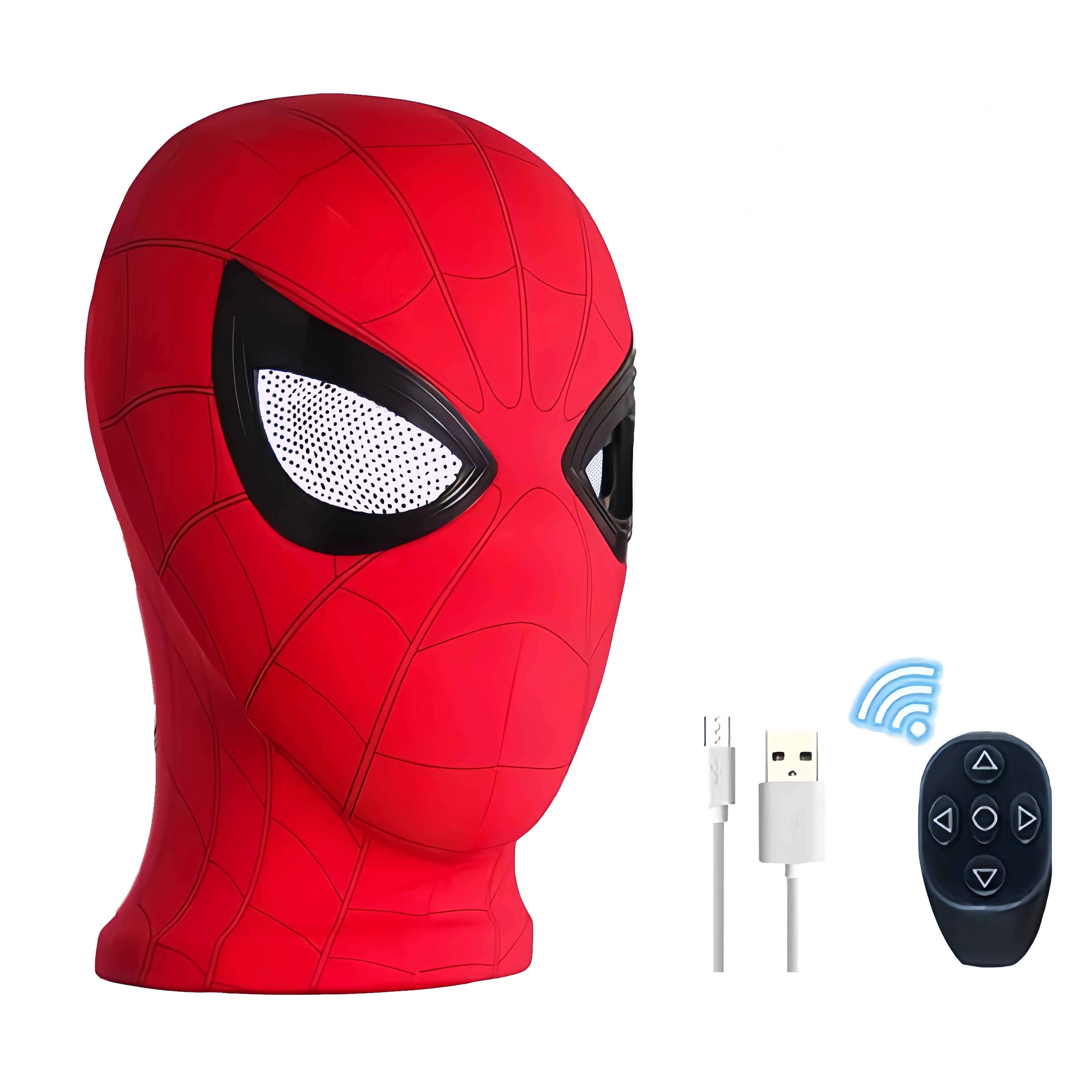 

Spiderman Mask With Moving Eyes Remote Control Wearable Full Mask Cosplay For Halloween Christmas Birthday Gift