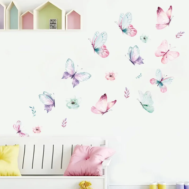 Colorful Butterflies Wall Stickers for Kids Room on Wall Decoration Children Girls Room Wall Decals Bedroom Decor for House