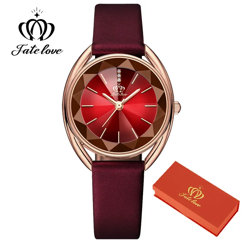 Fate Love Watch for Women Luxury Jewelry Design Prismatic Mirror face Waterproof Fashion Bracelet Necklace Watch Set Gift Box