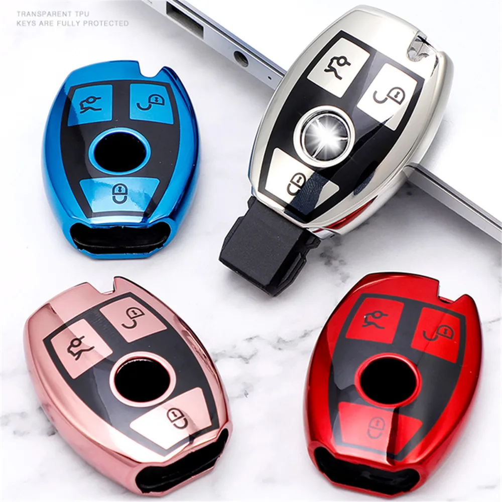 New Soft TPU Car Remote Key Case Full Cover Shell Fob for Mercedes Benz A B C R G Class GLK GLA W204 W251 W463 W176 AMG Keychain