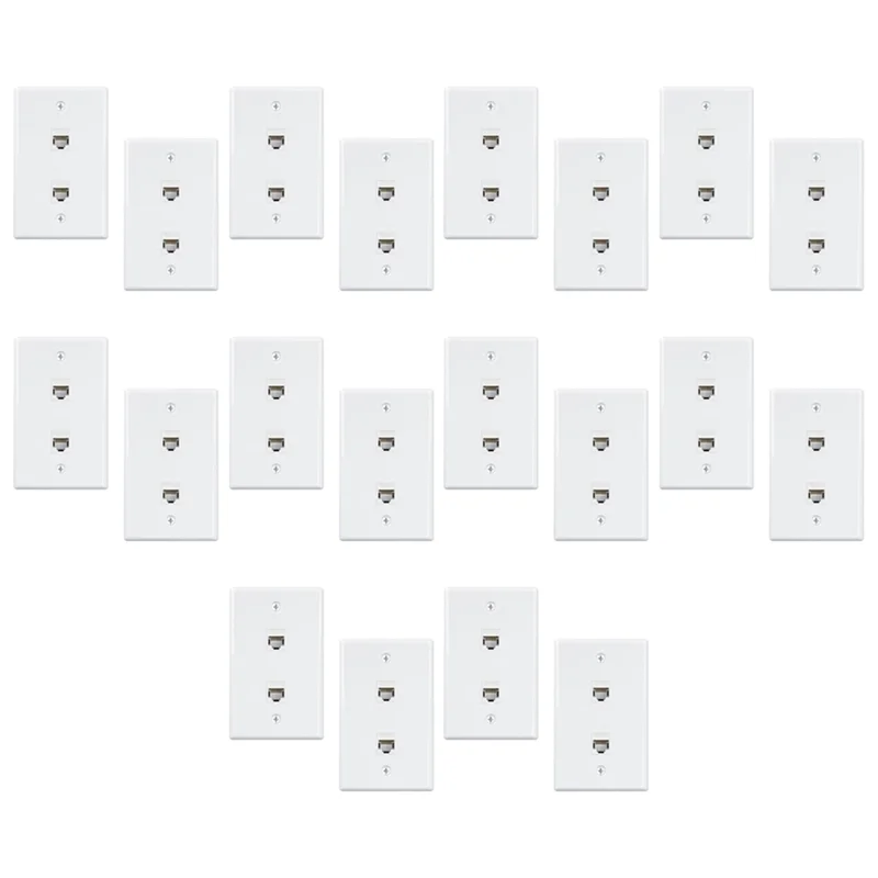 

ABRU-20 Pack 2 Port Ethernet Wall Plate, Cat6 Female To Female Wall Jack RJ45 Keystone Inline Coupler Wall Outlet, White