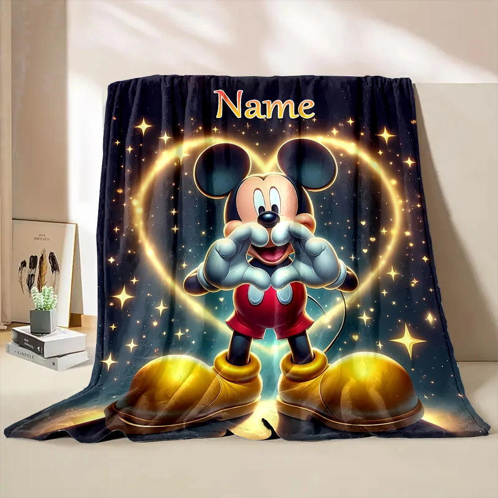 Personalisierte individuelle Namensdecke Disney Mickey Mouse Decke für Sofa Bettbezug Decke geeignet für Geburtstags- und Weihnachtsgeschenke