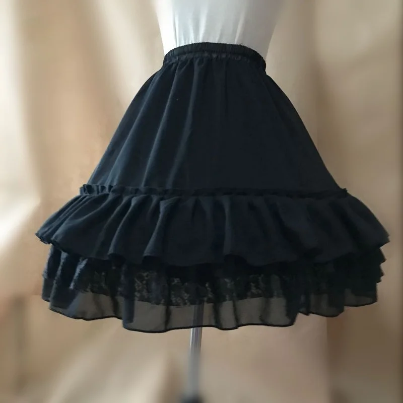 Gaun Pesta Putih Mode Hitam Rok Bawah Ayunan untuk Gaun Pendek Rok Tutu Balet Lolita Rockabilly Crinoline