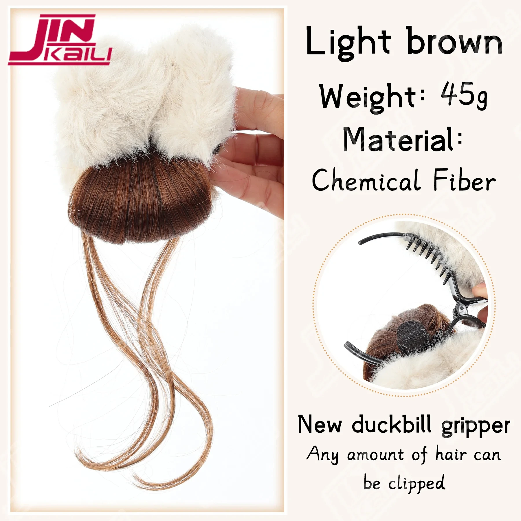 JKL Synthetic Bow Hair Claw Clip Plush Grab Clip Autumn/Winter New Hair Clip Women's Back Chignon Messy Bun Claw Clip