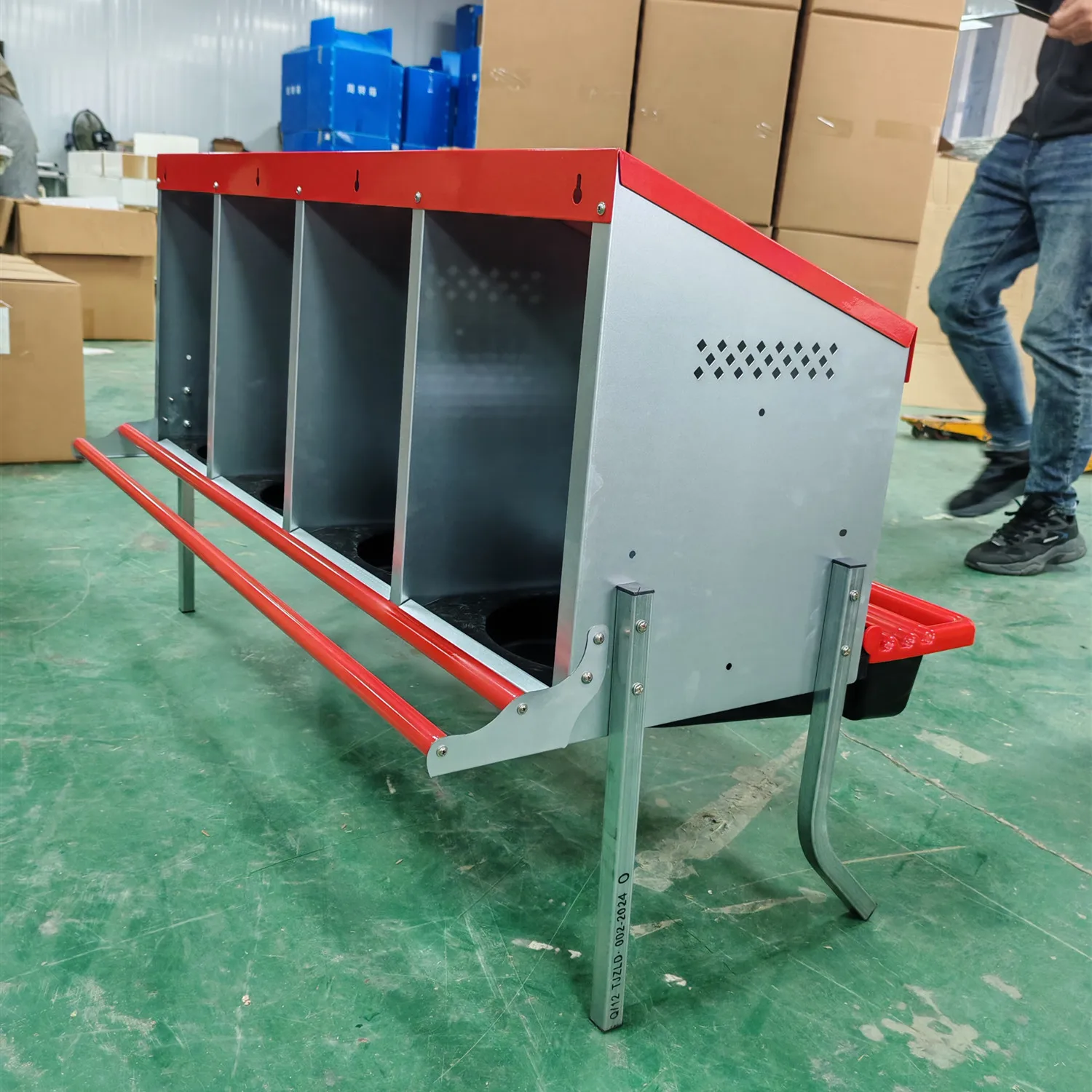 

Reverse Roll Out 4 Compartment Nesting Box for Chickens Heavy Duty Chicken Coop Nesting Box with Iron Perch