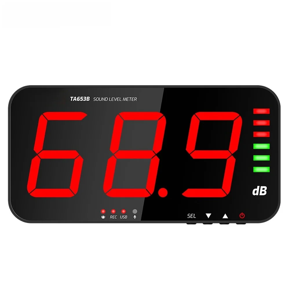 Professional Wall-Mounted Noise Level Meter TA653B 30~130dB with Large Screen and Continuous Data Storage for Noise Analysis