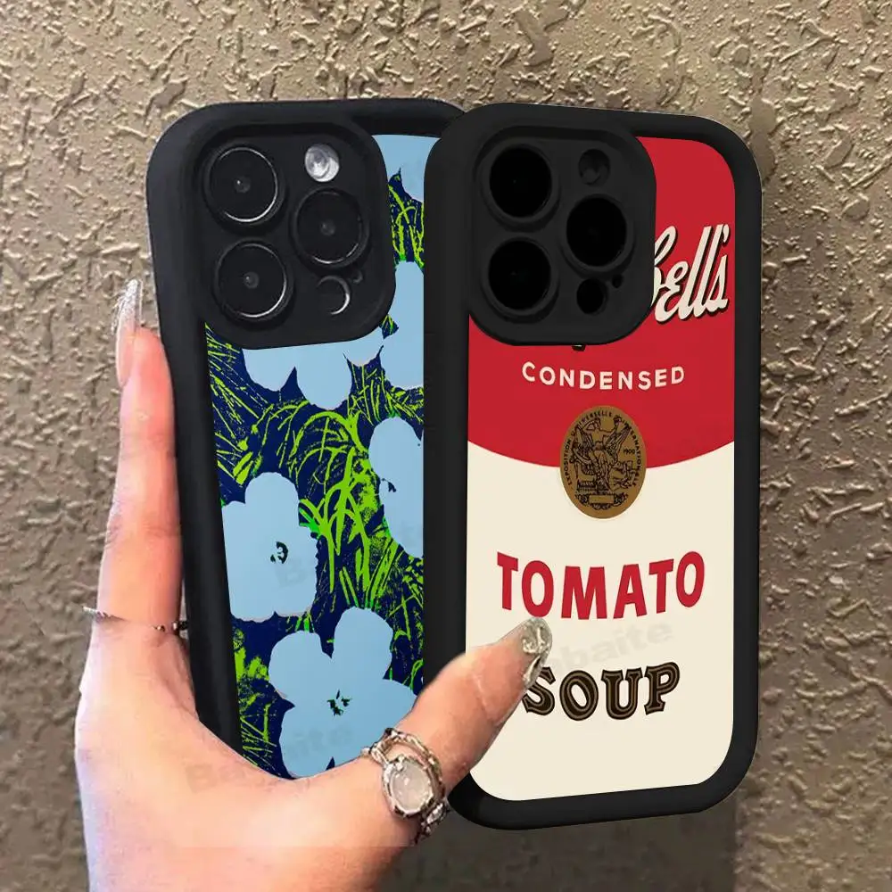 Andy Warhol Kunst Silikon Handyhülle für iPhone 17 16 14 13 12 11 15 Pro Max Plus Air Cover