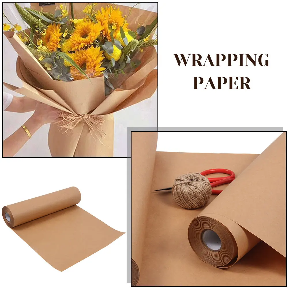 Premium Wrapping Kraft Paper Roll DIY Gift Package Flower Decor Smooth Surface Comfortable Touch Wrapping Kraft Paper