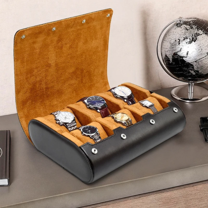 Napa Leather Watch Box Dustproof Protect Storage Boxes Minimalist Luxury 6 Slot Boxes Large Capacity Mechanical Watches Case