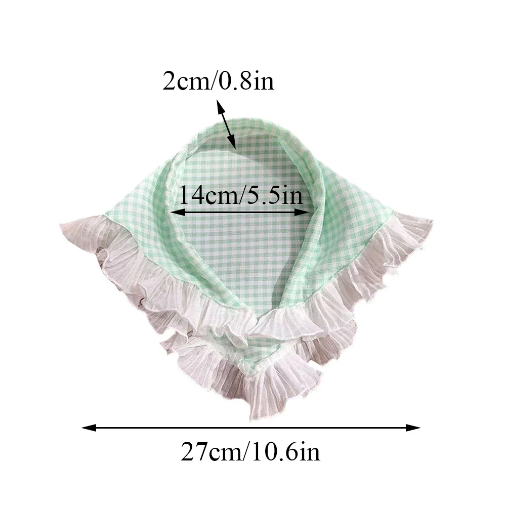 Summer Lace Triangle Headscarf Woman Headwear Colorful Plaid Triangular Hair Scarf Headband Hair Accessories Sweet Turban Cap