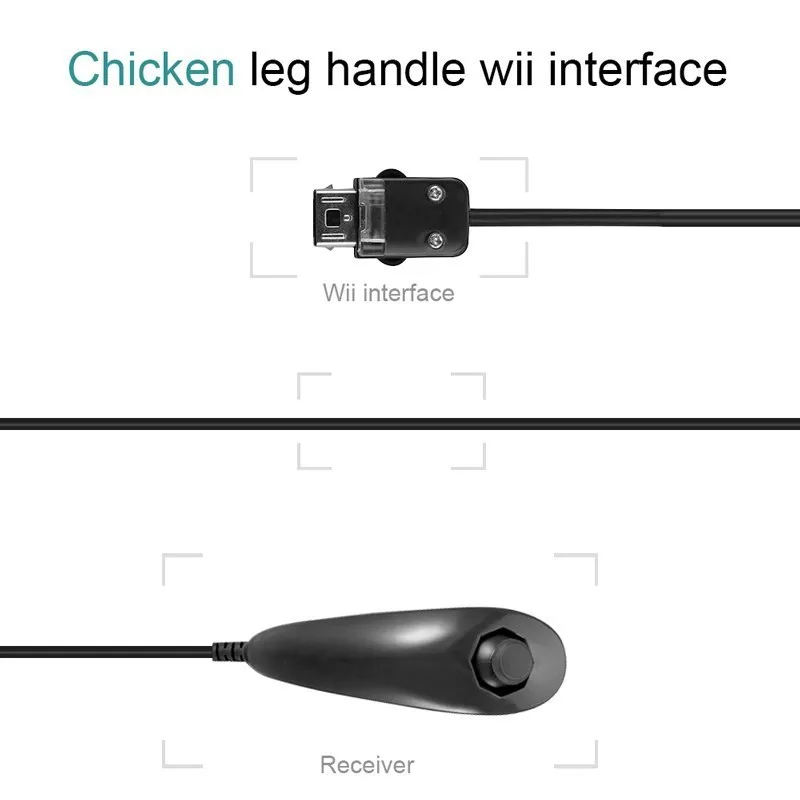 5 Farben Kabelgebundener Nunchuck für Nintendo Wii Spielcontroller, gebogener Spielgriff, Nunchuk für Wii Gamepad-Zubehör – Detail 6
