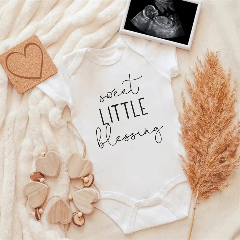 

Sweet Little Blessing Baby Bodysuit Pregnancy Announcement Romper Infant Jumpsuit Newborn Girl Clothes Infant Outfit Comfortable