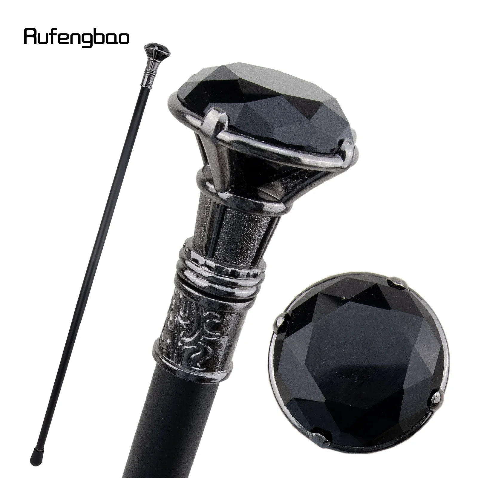 

Black Diamond Type Silver Single Joint Walking Stick Decorative Cospaly Party Fashionable Walking Cane Halloween Crosier 93cm